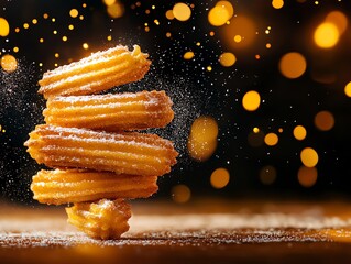 Churros  Fried dough pastry rolled in cinnamon sugar, from Madrid, Spain