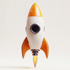 3D icon of the launch a space rocket, on a solid white background