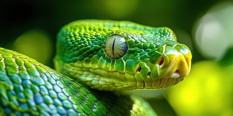 Fototapeta premium Green Python Scales Texture Close-Up Intricate Natural Design