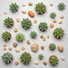 Vintage succulent set on white background, perfect for holiday decoration or recipe inspiration