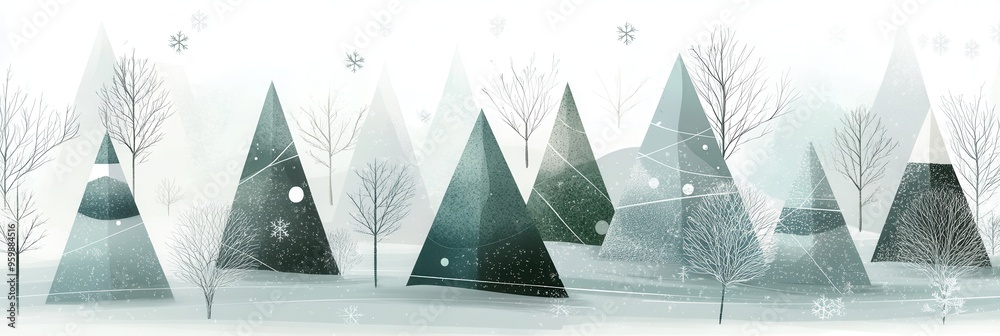 Poster this beautiful winter forest features abstract christmas trees formed by various geometric triangles
