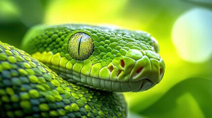 Fototapeta premium Green Python Scales Texture Close-Up Intricate Natural Design
