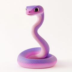 Fototapeta premium 3D cartoon. A snake, on a solid white background