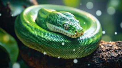 Fototapeta premium Green Python Scales Texture Close-Up Intricate Natural Design