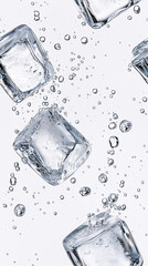 cube falling into water, tile