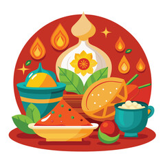 Indian Cuisine Delights Vector Art