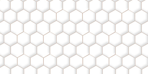Naklejka premium Abstract pattern with hexagonal white and gray technology line paper background. Hexagonal 3d vector grid tile and mosaic structure simple style hexagonal graphic concept. Futuristic surface design. 