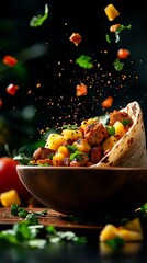 Naklejka premium Tacos al Pastor Tacos with marinated pork and pineapple, from Mexico City, Mexico