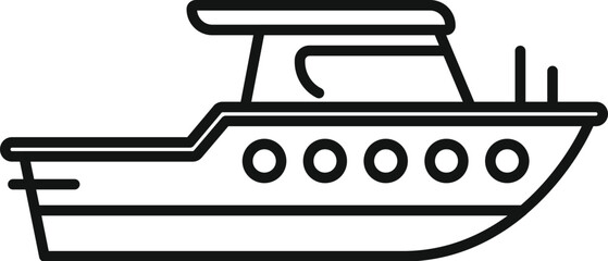 Simple outline style icon representing a motor yacht sailing on the sea