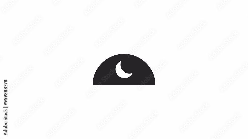 Poster day changing night loading animation black and white. dark and light modes animated element monochro