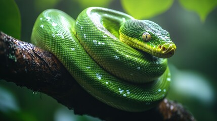 Green Python Scales Texture Close-Up Intricate Natural Design