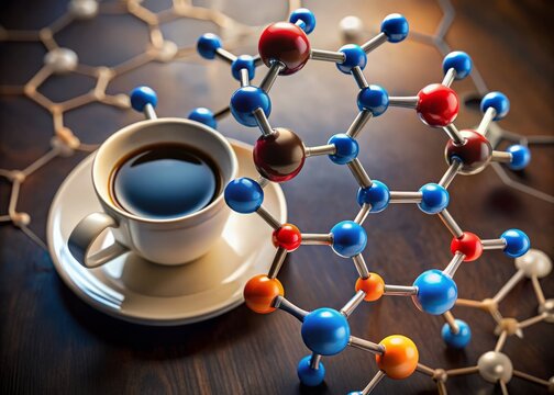 Molecular structure of caffeine, a potent central nervous system stimulant, consists of a xantheinium ring fused with a