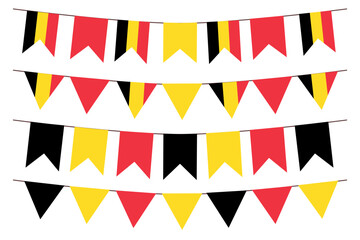 Obraz premium Belgium flag bunting waving 3D gradient background frame border shiny silk textured isolated on white background bunting vector illustration and png 300dpi 