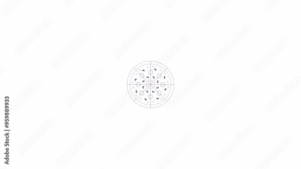 Poster pizza slices disappointing loading animation black and white. food ordering app animated element mon