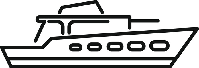 Simple outline icon of a private yacht sailing on the sea