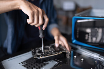 IT Engineer installing Hardware Equipment Development Facility Engineer  Maintenance computer Motherboard Electronic repair shop technology business