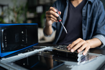 IT Engineer installing Hardware Equipment Development Facility Engineer  Maintenance computer Motherboard Electronic repair shop technology business