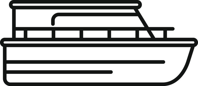 recommend clip art: Simple outline style icon of a modern river boat floating on a water surface