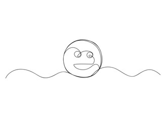 Smiling face continuous one line drawing isolated vector illustration.