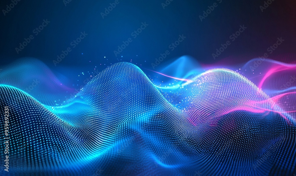 Poster 3d rendering. big data visualization abstract illustration. low poly shape with connecting dots and 