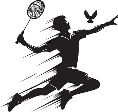 batminton player vector design clipart flat style artwork