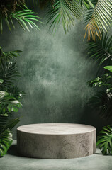 Chic Product Presentation on an Empty Stone Podium for a Unique and Textured Style