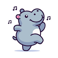 Cute hippo cartoon vector illustration in a flat style