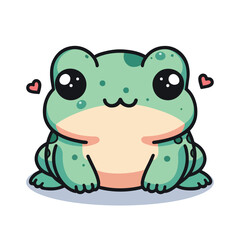 Cartoon cute frog for toddlers vector illustration in a flat style