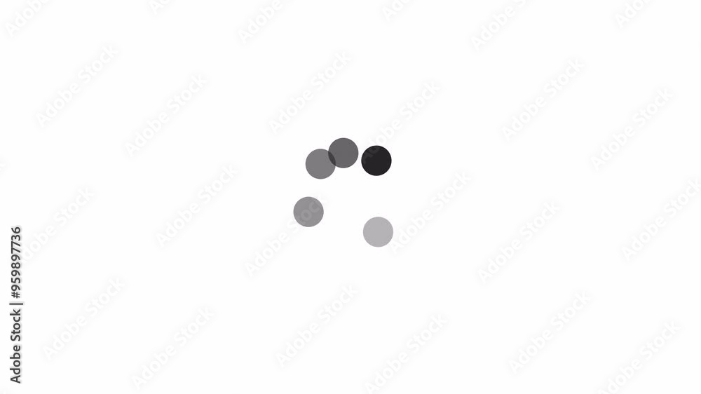 Poster moving dots circle loading animation black and white. application upgrading duration animated elemen