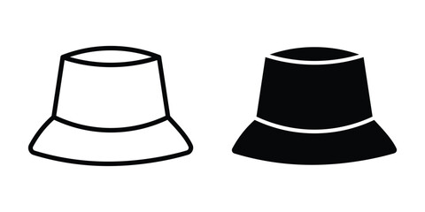 bucket hat glyph icon set, Fisherman's hat icon. Panama, bucket hat. symbol vector template collection
