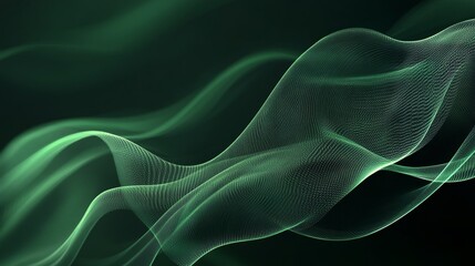 Obraz premium Abstract green background with smooth waves and curves, creating an elegant design for presentation or promotional material.