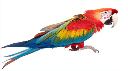 Obraz premium A minimalistic image featuring a bird in sharp focus against a clean white background. Ideal for projects that require simplicity and attention to nature, wildlife, or flight themes.