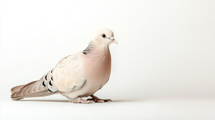 Obraz premium A minimalistic image featuring a bird in sharp focus against a clean white background. Ideal for projects that require simplicity and attention to nature, wildlife, or flight themes.