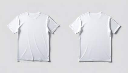 front and back white t-shirt mockup with white background