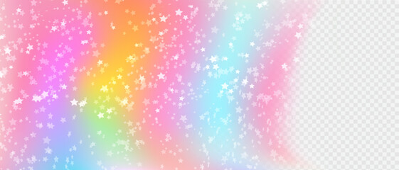 Hologram Background with Beautiful Tints on Transparent. Unicorn Fairytale Wallpaper Template. Vector Awesome Rainbow Pattern