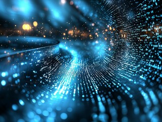 Obraz premium A 3D search engine with data streams flowing into a central point, symbolizing information gathering and analysis