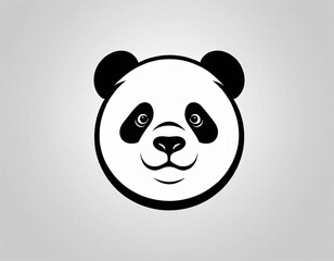 Fototapeta premium Panda head silhouette logo design. icon in black and white color. Ai generated image.