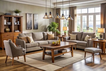 Fototapeta premium * Create a cozy haven with comfortable and stylish living room and dining room furniture sets, perfect for