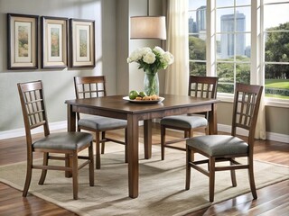 Stylish and affordable dining room furniture set featuring a table and four chairs