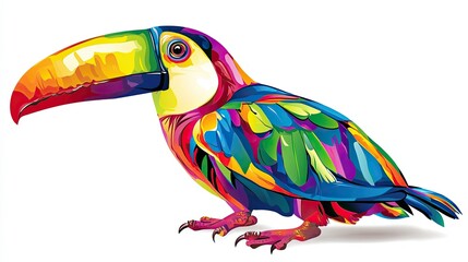 Fototapeta premium Vibrant and Colorful Cartoonized Toucan Sitting in a Lively Pose