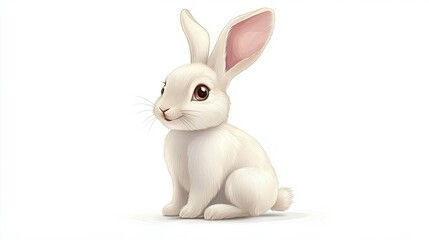 Obraz premium Cute Cartoon Rabbit Sitting - Small and Playful Bunny Illustration