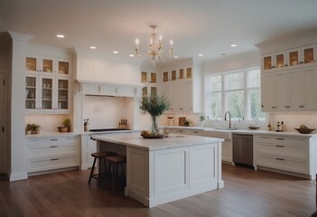 Kitchen with white cabinetry. modern home Kitchen with white cabinetry and wood floors.
