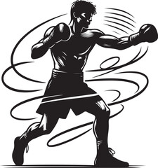 Fototapeta premium boxing player vector design clipart flat style artwork