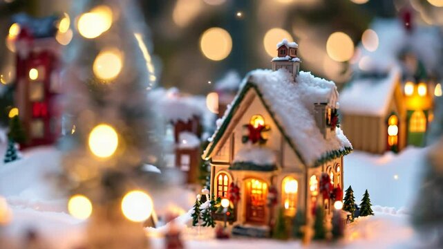 Enchanting Miniature Winter Village Scene