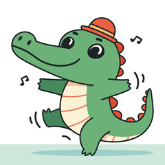 Adorable crocodile cartoon vector illustration in flat style