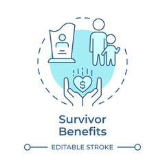 Fototapeta premium Survivor benefits soft blue concept icon. Compensation for death. Financial support, insurance. Round shape line illustration. Abstract idea. Graphic design. Easy to use in infographic, presentation