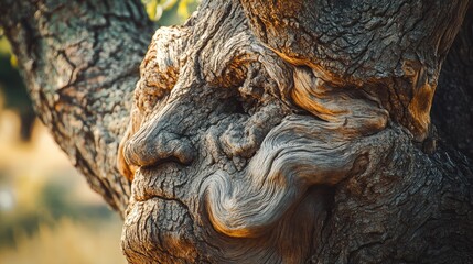Fototapeta premium A close-up of a weathered, old tree, symbolizing strength and resilience through the years, paralleled with the aging process.