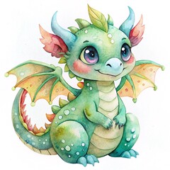 Fototapeta premium Charming Watercolor Clipart Featuring a Cute Dragon Perfect for Various Creative Projects