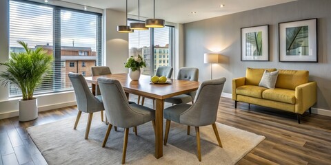 Fototapeta premium Elegant leather armchairs and handmade wooden table bring a touch of sophistication to the modern Liverpool apartment,