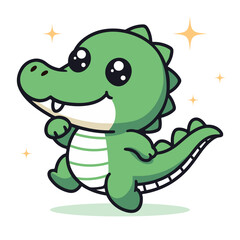 Adorable crocodile cartoon vector illustration in flat style